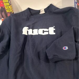 FUCT OG logo double weave Champion Crewneck Sweater XXL navy